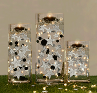 50 Floating Silver Stars Glitter-Fills Gallons for Your Vases With Transparent Floating Gels Kit+ Option 3 Submersible LED Fairy Lights Strings with Hidable and Submersible Battery