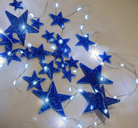 50 Blue Floating Stars-Sparkling Large Size-Fills 1 Gallon for Your Vases-Including Transparent Floating Gels Kit-Option 3 Submersible LED Fairy Lights Strings with Hidable and Submersible Battery