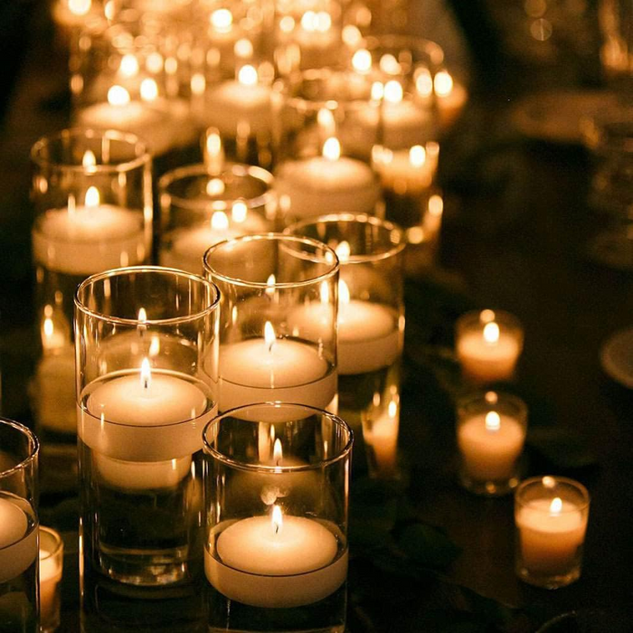 3.25" Ivory Floating Candles. Set of 3 Candles - Unscented