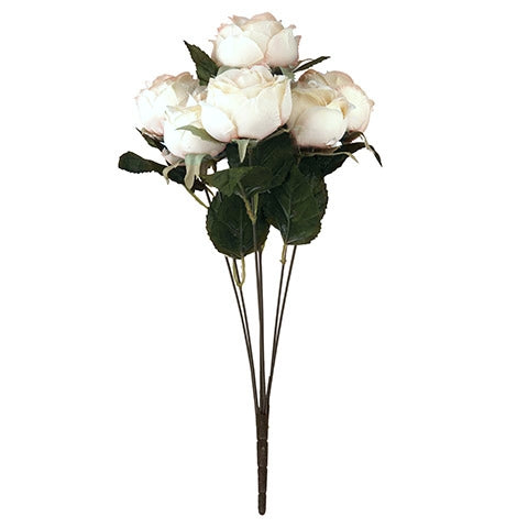 7 Country Roses - White/Off White - Realistic - Vase Decoration