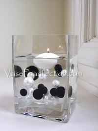 75 Floating Black Pearls Large Sizes- Fills 1 Gallon of the Floating Transparent Water Gels for Your Vases- Option 3 Submersible Fairy Lights Strings Hidable